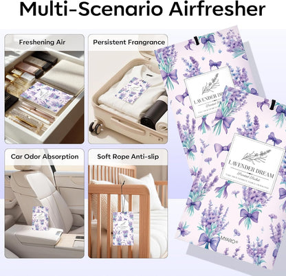 MYARO 12 Pack Fresh Linen Scented Sachets for Drawer, Closet & Car Air Freshener Bags | Odor Eliminator & Fabric Refresher | Crisp, Clean Home Fragrance Gift Set