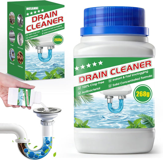 MOSAMNI Drain Clog Remover, 268g Solid Pipe Cleaner Particle, Fast Acting Drain Cleaner for Kitchen Sinks, Bathtubs & Showers
