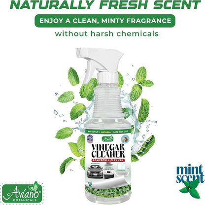 Aviano Botanicals Vinegar Cleaner, Made in USA - 16 Fl Oz Vinegar Cleaning Spray – Safe, Non-Corrosive, Pet & People Friendly, Eco-Friendly Mint Scent for Kitchen, Auto, Floors, Glass, Baths and more