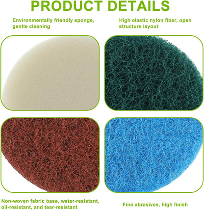 16pcs Kitchen Pads Power Scrubber Pads Set Electric Scrubber Replacement Scouring Pads fit for Dremel Versa Scouring Pads,Green