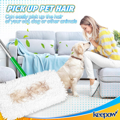 KEEPOW Reusable Microfiber Mop Pads Compatible with Swiffer Sweeper, Dry Sweeping Cloths, Washable Wet Mopping Cloth Refills for Hardwood Floor Cleaning, 6 Pack