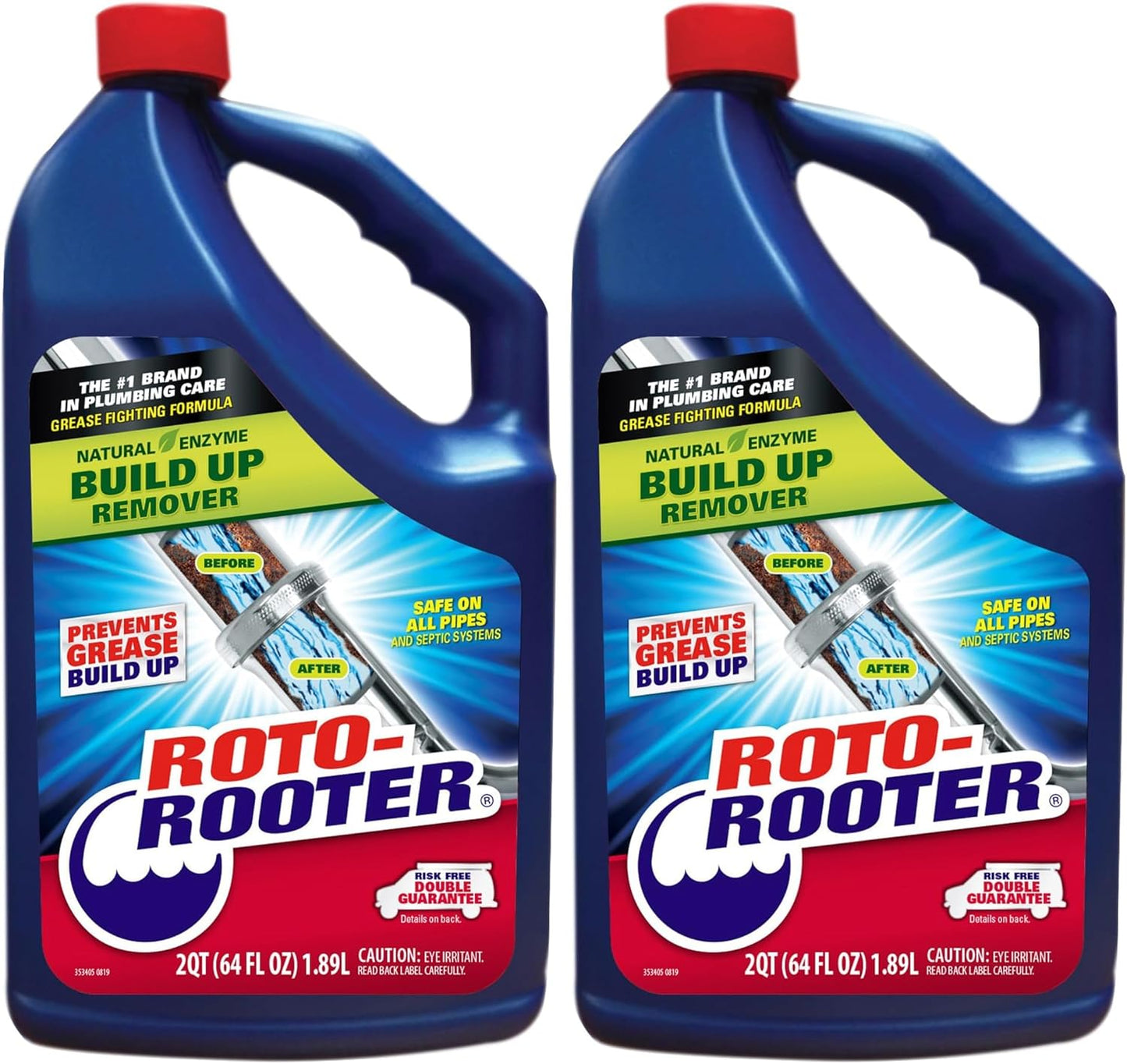 Roto-Rooter Build-Up Remover Drain Cleaner, Enzyme-Based Formula Helps Prevent Clogs and Grease Buildup, Removes Odor, Safe for Septic Systems, Pipes, Toilets, Drains and Sinks, 64 oz