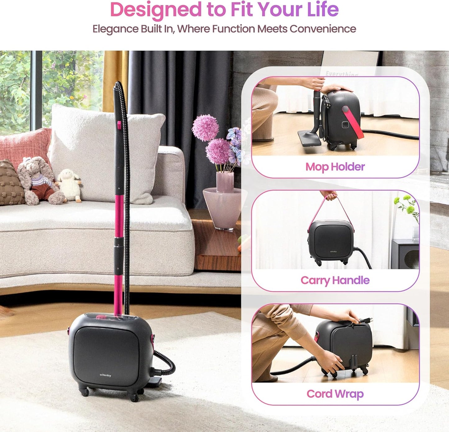 Schenley 21-in-1 Steam Cleaner, High-Pressure Heavy-Duty Steamer for Deep Cleaning Floors, Tiles, Upholstery, Grout, Grill and Cars, Fast Heat-Up, Large Water Tank, Multi-Purpose, Portable Design