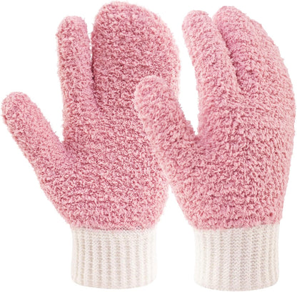 MIG4U Microfiber Dusting Gloves House Cleaning Glove for Blinds, Windows, Shutters, Furniture, and Car, Reusable Lint-Free Pink 1 Pair S/M