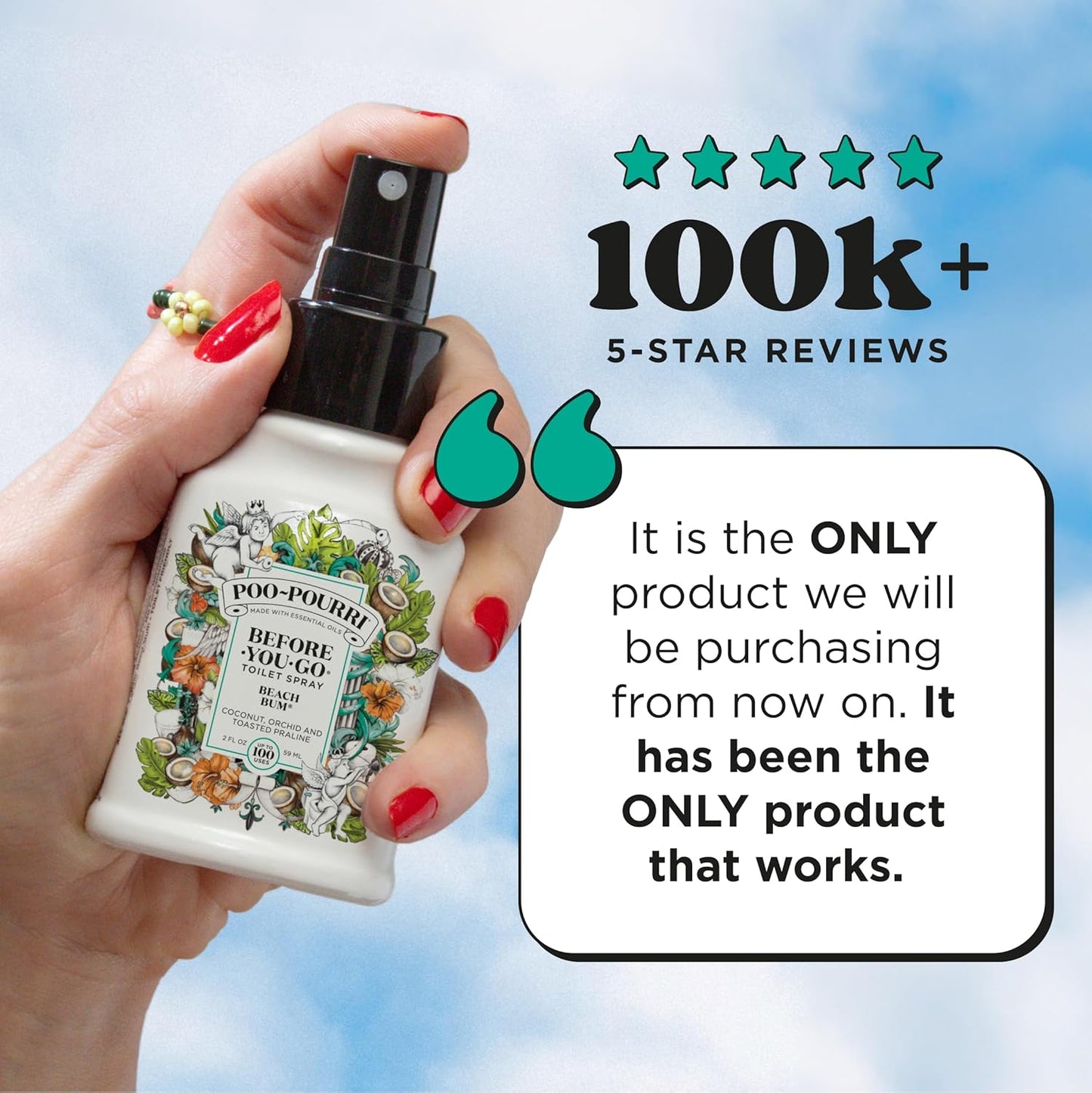 Poo-Pourri Before-You-Go Pocket Toilet Spray, Travel Essentials, Beach Bum, 1 Fl Oz, Up to 50 Uses, On-The-Go Bathroom Odor Deodorizer with Essential Oils, TSA Approved Size, Coconut Orchid Scent