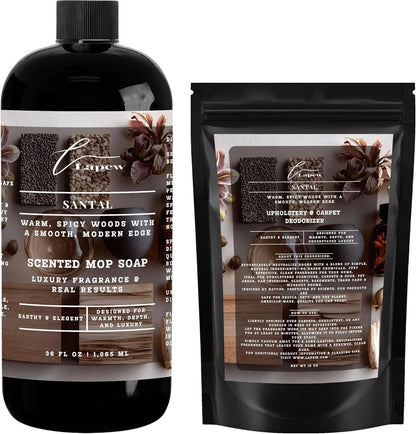 Lapew Black Sea Scented Cleaning Bundle | Carpet Deodorizer Powder (16 oz) & Mop Soap Concentrate (36 oz) | Pet-Friendly Odor Eliminator - Colors A