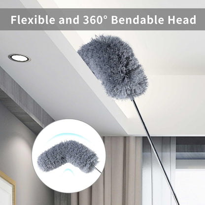 BOOMJOY Microfiber Feather Duster with 100 inches Extension Pole, Dusters for Cleaning High Ceiling, Fan, Blinds, Furniture