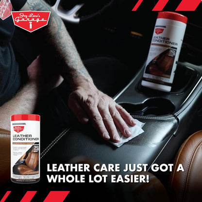 Jay Leno’s Garage Leather Conditioner Wipes for Car Interior Disposable for Upholstery Steering Wheels and Dashboards Nourishes Protects and Restores with UV Protection 30 Count (30 Count (Pack of 1))