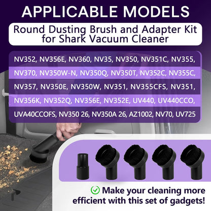 3PCS Horse Hair Brush Vacuum Attachment Set - Black Round Horse Hair Vacuum Attachments & Brushes - Shop Vac Brush Attachment for Most Vacuum Cleaners Accessories - 1 1/4" Vacuum Attachments Included