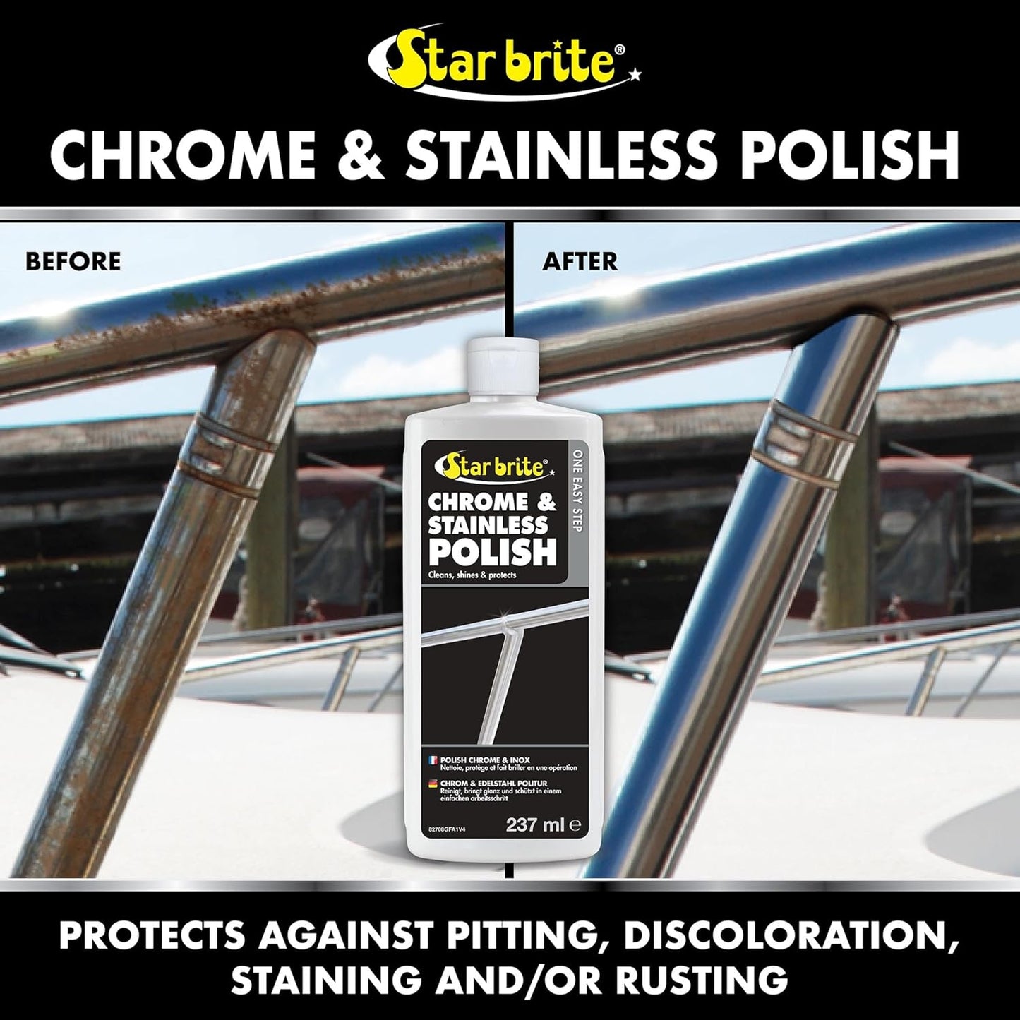 STAR BRITE Chrome & Stainless Polish - Marine Grade Formula Protects Against Pitting, Salt Deposits, Staining & Rust on Chrome, Stainless Steel, Copper, Tin & Brass (082708)