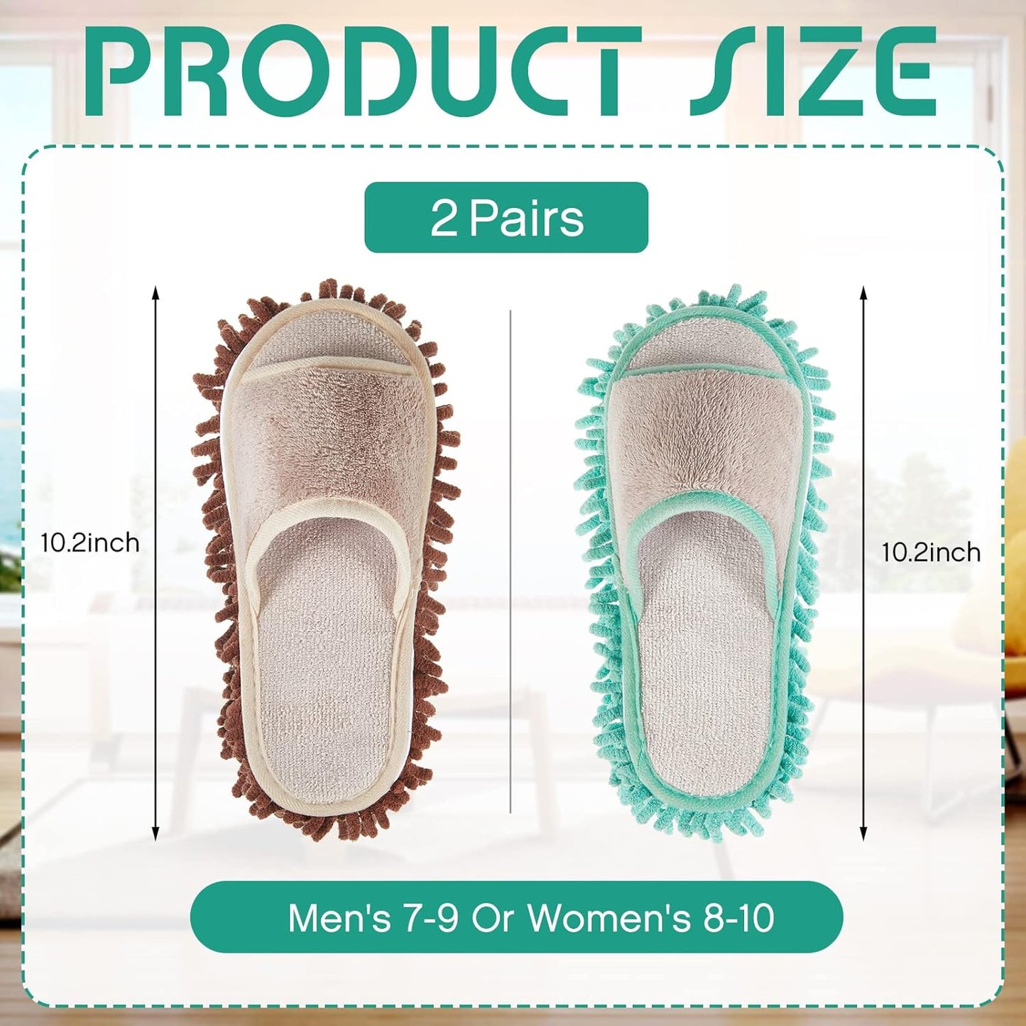 Jecery 2 Pairs Microfiber Cleaning Mop Slippers for Floor Cleaning House Mop Shoes Men and Women Washable Unisex Dusting Slippers Dirt Tool Supplies(Medium,Gray)