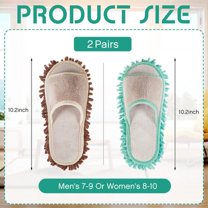 Jecery 2 Pairs Microfiber Cleaning Mop Slippers for Floor Cleaning House Mop Shoes Men and Women Washable Unisex Dusting Slippers Dirt Tool Supplies(Medium,Gray)