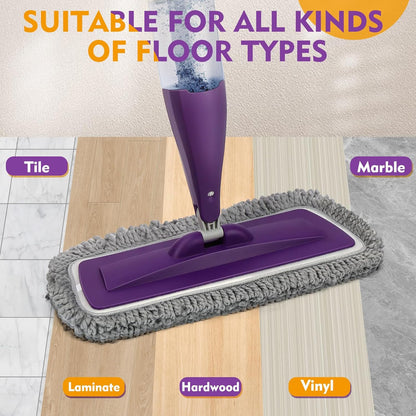 Spray Mop for Floor Cleaning with Washable Pads, Microfiber Wet Mops with 800 ml Refillable Bottle,Reusable Dust Mops with Sprayer for Hardwood Laminate Vinyl Tile Cleaning