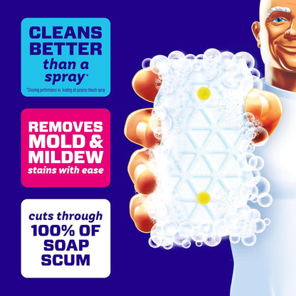 Mr. Clean Magic Eraser Sponge, Bathroom, Shower, Tub Cleaner, Soap Scum Remover, Bathroom Cleaning Supplies, Dawn Cleaning Power with Lemon Scent, Shower & Tub, 6ct