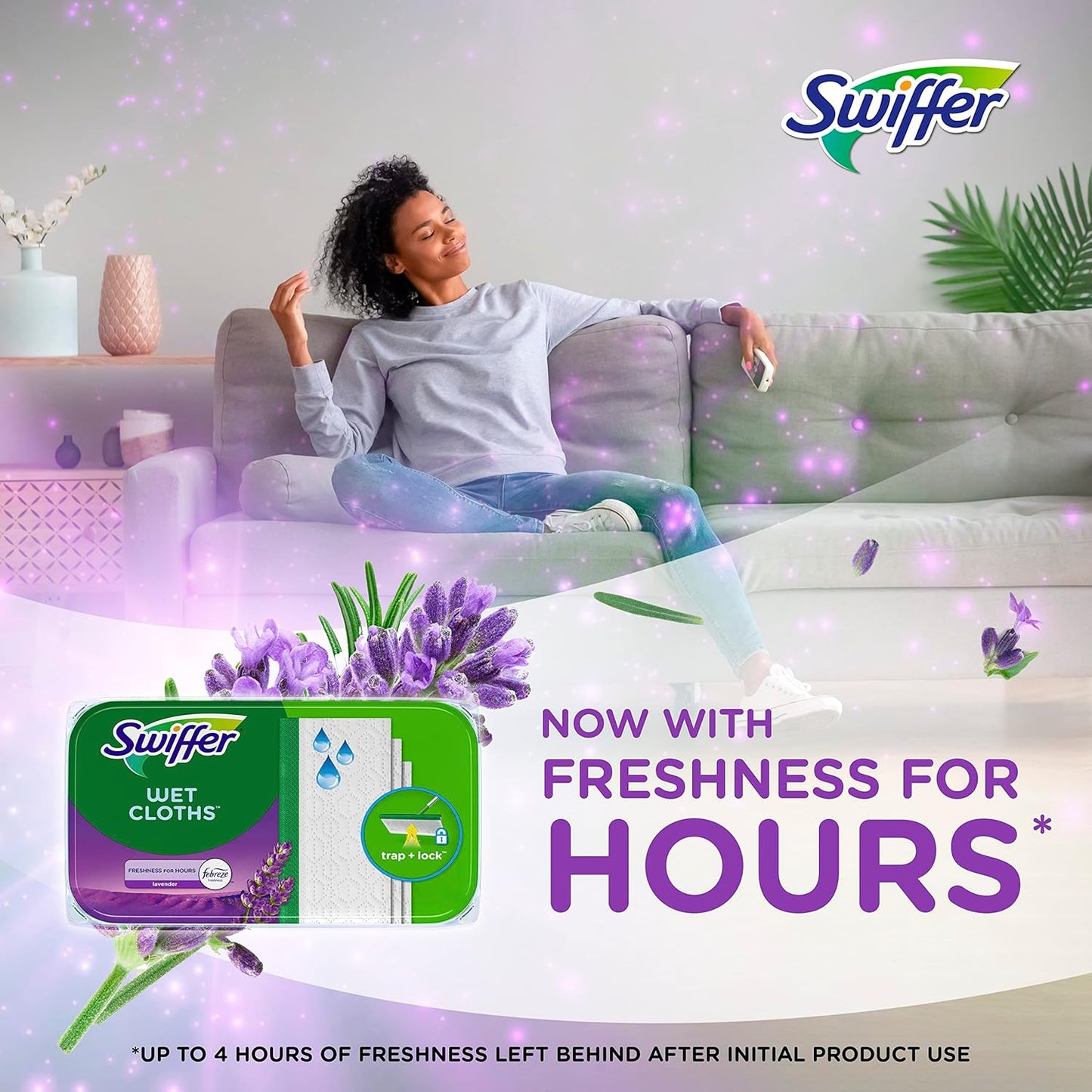 Swiffer Sweep + Mop, Wet Pads Refill, Floor Cleaner for Dirt, Dust, Hair, Cleaning Cloths for Mopping Home, Bathroom, Kitchen, All Purpose Multi-Surface Floor Wipes, Gain, 24ct