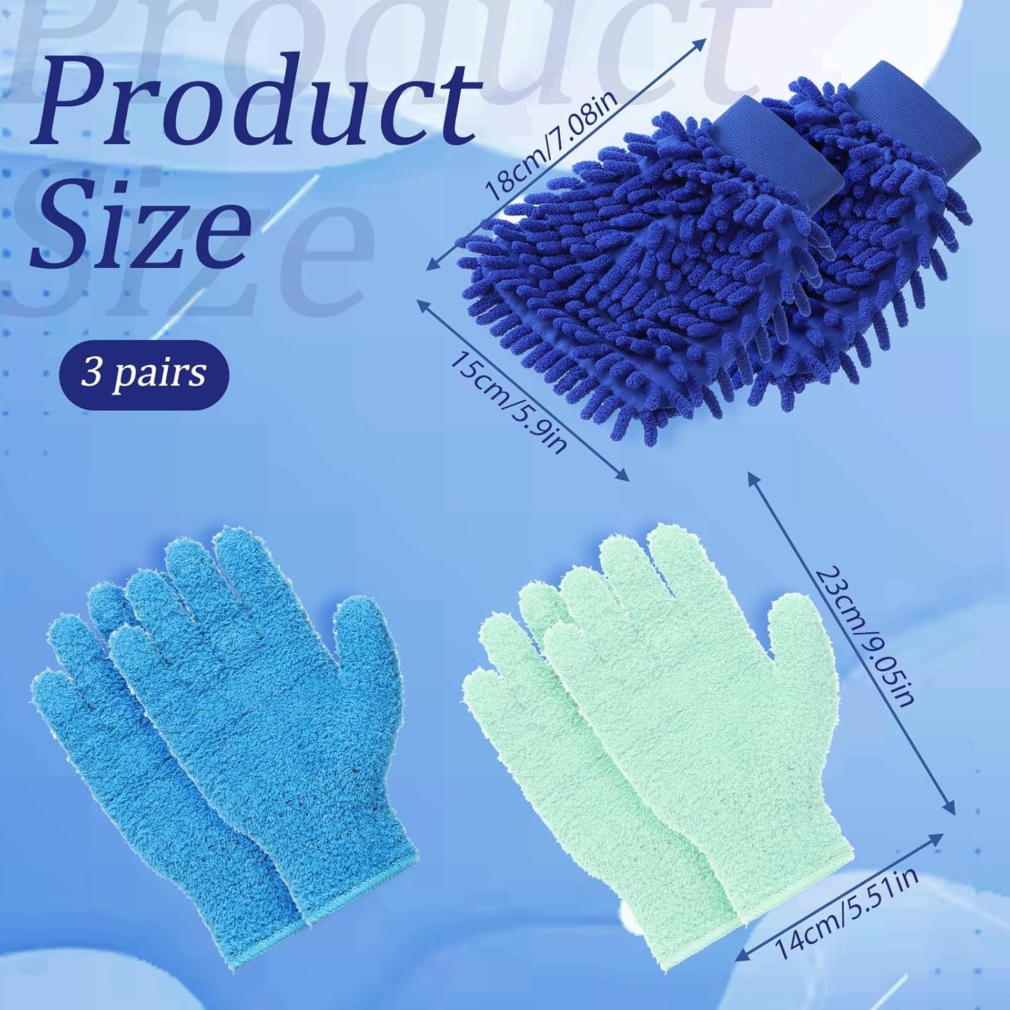 6 Pcs Microfiber Dusting Gloves, Plant Gloves Dusting Reusable Washable Plant Cleaning Glove for Plants, Cars, Blinds, Windows