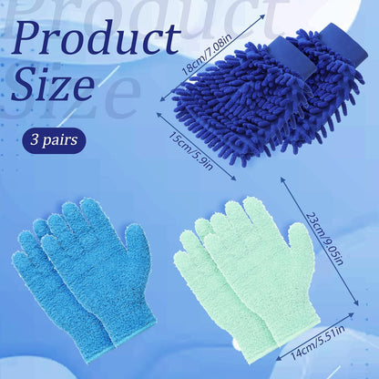 6 Pcs Microfiber Dusting Gloves, Plant Gloves Dusting Reusable Washable Plant Cleaning Glove for Plants, Cars, Blinds, Windows