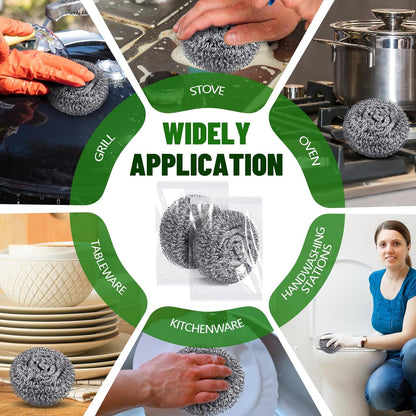 Honeydak 5 Pack Stainless Steel Scourers Steel Wool Scrubbers Bulk Separately Packaged 3 Inch, 25 Gram Metal Scourers Sponges Wire Scouring Pad for Stove Pot Pan Oven Kitchen Restaurant(Classic)