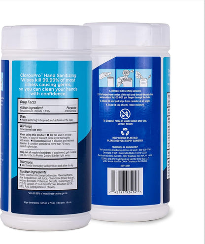 Clorox Pro Alcohol Free Hand Sanitizer Wipes with BZK, Gentle Bleach-Free Sanitizing Wipes for Hands - 0.13% BZK Formula, FDA Registered, Resealable Bulk Canister, 270 Count