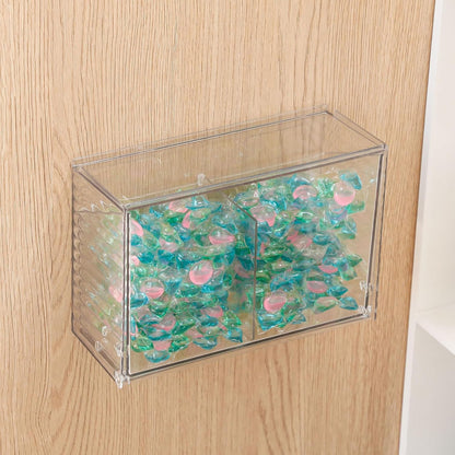 Clear Dishwasher Detergent Dispenser Holder, Large Adhesive Under Sink Door Storage and Organizer for Kitchen and Bathroom, Plastic Laundry Pods Box