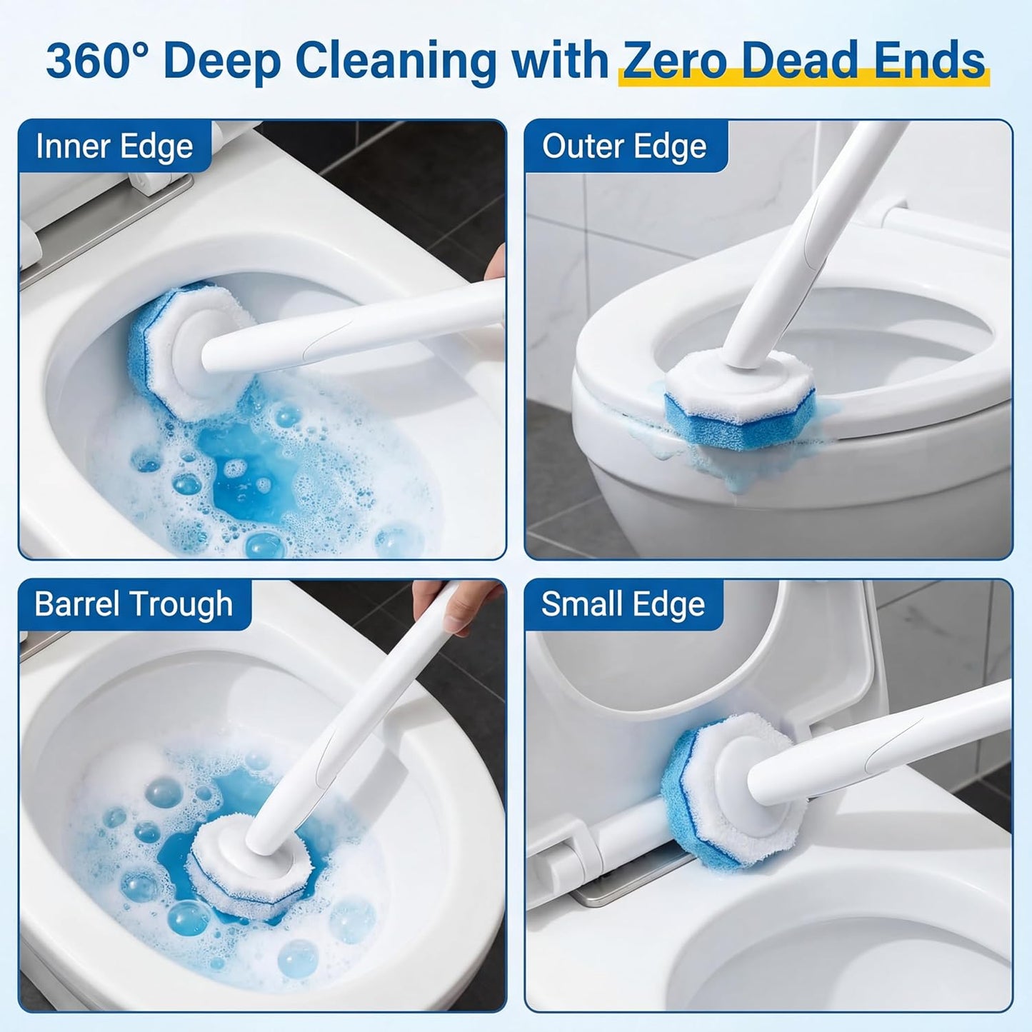 50 Count Toilet Wand Refills, Disposable Toilet Brush Refill Heads Compatible with Household Brushes Scrubbers, 3-Layer Scrubbing Pads for Quick Bathroom Toilet Bowl Cleaners Local Stock (Blue(50pcs))