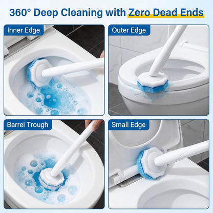 50 Count Toilet Wand Refills, Disposable Toilet Brush Refill Heads Compatible with Household Brushes Scrubbers, 3-Layer Scrubbing Pads for Quick Bathroom Toilet Bowl Cleaners Local Stock (Blue(50pcs))