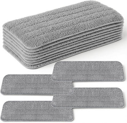 12 Pack Microfiber Replacement Mop Pads, 16''x5.5'' Compatible with Most Reveal Mop Reusable Wet/Dry Replacement Refills for 14” to 16” Spray Mops Heads, Gray