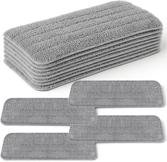 12 Pack Microfiber Replacement Mop Pads, 16''x5.5'' Compatible with Most Reveal Mop Reusable Wet/Dry Replacement Refills for 14” to 16” Spray Mops Heads, Gray