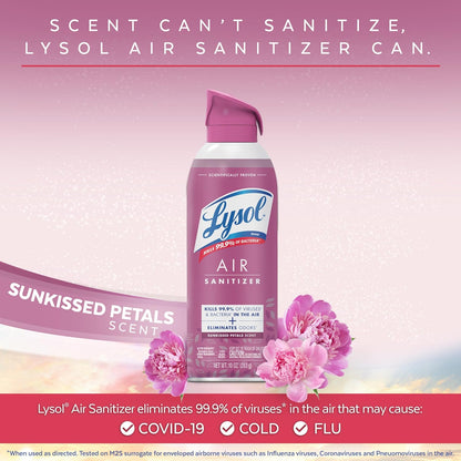 Lysol Air Sanitizer Spray with Bacterial Odor Eliminator for Home & Office, Sanitizing Air Spray, Air Freshener Alternative, Light Breeze Scent, 10 oz (Pack of 3)