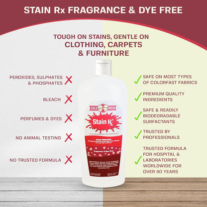 Stain Remover, Effectively Eliminates Stains from Wine, Berries & Blood on Fabrics, Carpets, Upholstery & Jewelry, Dye-Free, Free from Bleach, Peroxides & Phosphates, Made in USA, 10 oz