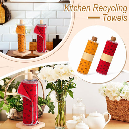 Redbaker 50 Pcs Reusable Paper Towels Paperless Reusable Cotton Cloths Toilet Absorbent Washable Paper Towels with Roll Kitchen Dishcloth for Kitchen Paperless Dishcloths(Stripe)