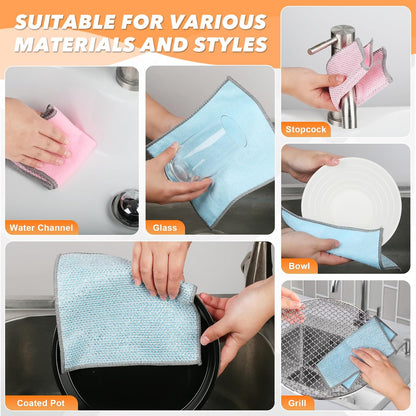 12Pack Multipurpose Wire Dishwashing Rags, Upgrade Non Scratch Wire Dishcloth, Silver Mesh Dish Cloths, Reusable Metal Mesh Cleaning Cloths, Steel Scrub Rags for Kitchen/Stove/Oven/Bath