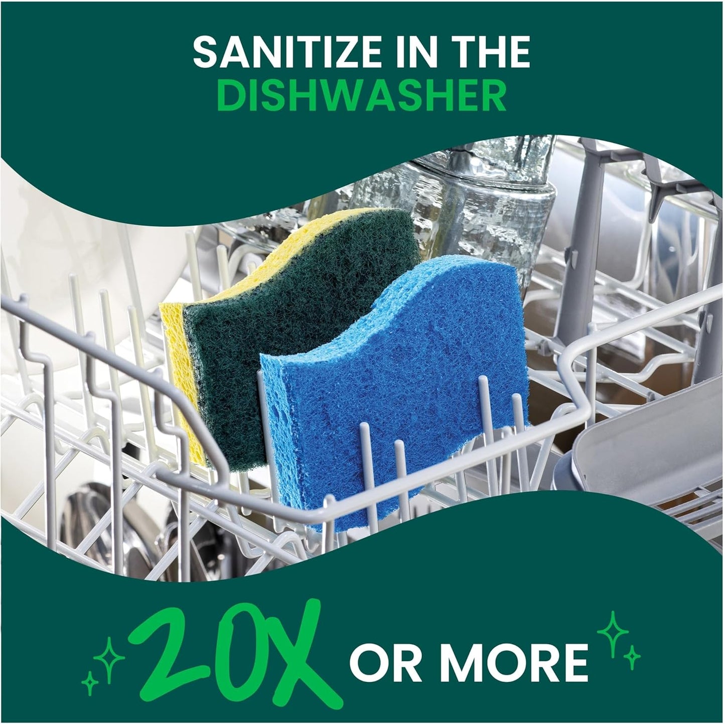 Scotch-Brite Zero Scratch Scrub Sponge, Non-Scratch Sponge, 12 Kitchen Sponges for Cleaning Around Home, Bathroom & More, Effective + Gentle Dish Scrubber, Best for Nonstick Pots and Pans