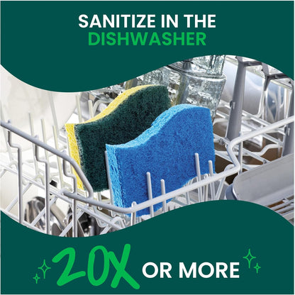 Scotch-Brite Zero Scratch Scrub Sponge, Non-Scratch Sponge, 12 Kitchen Sponges for Cleaning Around Home, Bathroom & More, Effective + Gentle Dish Scrubber, Best for Nonstick Pots and Pans