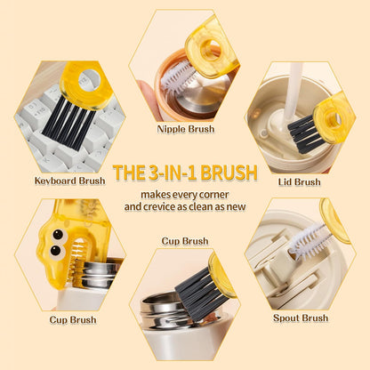 Five-Piece Bottle Brush Cleaning Set Includes 4 Straw Cleaning Brushes and 1 Cup Brush with Detachable Long Handle. Suitable for Cleaning Straws, Glasses, and Water Cups.