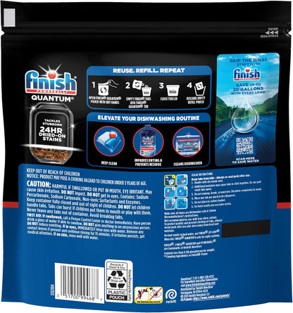 Finish Quantum Dishwasher Pods, No Pre-Rinse Dishwasher Detergent Soap Removes 24HR Dried-On Stain and Grease, Leaving a Virtually Spotless Shine, 82 Count