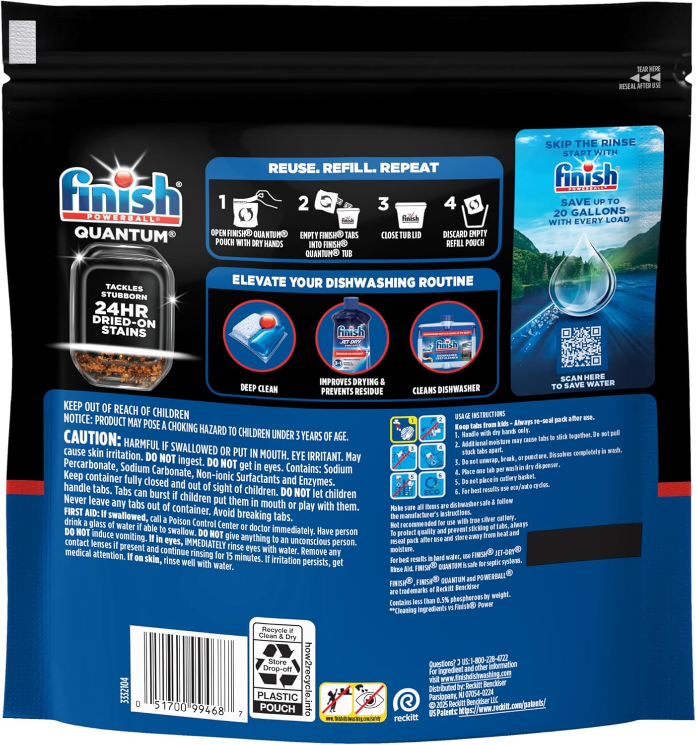 Finish Quantum Dishwasher Pods, No Pre-Rinse Dishwasher Detergent Soap Removes 24HR Dried-On Stain and Grease, Leaving a Virtually Spotless Shine, 84 Count