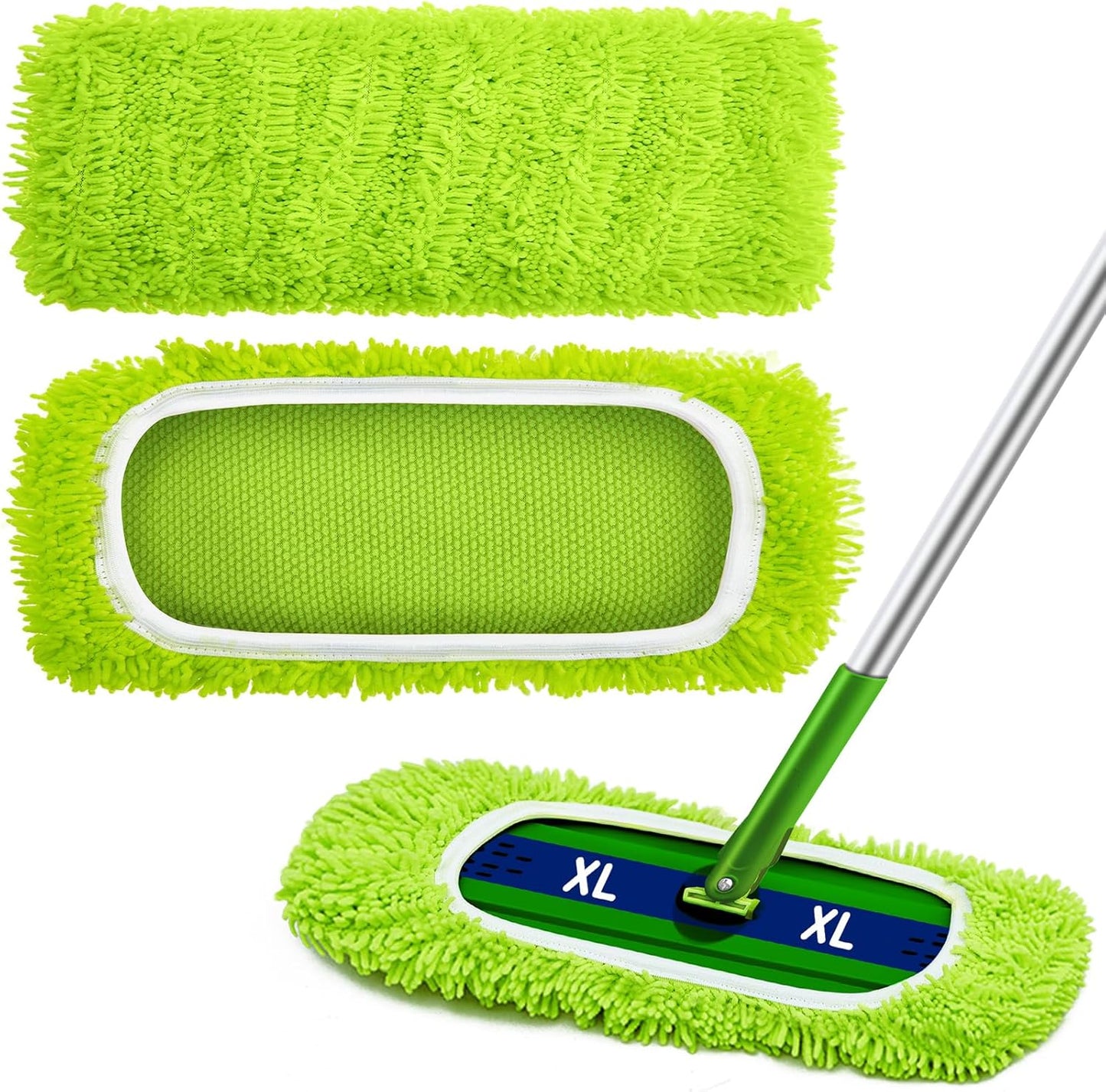 Toulite 2 Pcs Reusable Mop Refill Pads Replacement Compatible with Most XL Sweeper 17" x 5" Microfiber Mops Head Floor Cleaning Supplies (Handle is Not Included)