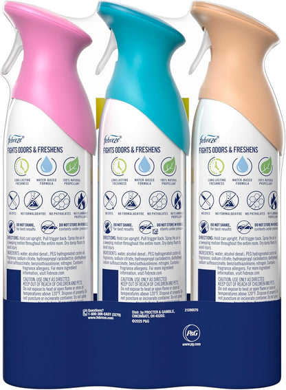 Febreze Air Mist, Air Freshener Spray, Odor Fighting Room Spray, Deodorizer for Home Bathroom Kitchen Office Apartment Dorm Room Classroom, Kitchen Base Mix, 8.1oz, 3ct