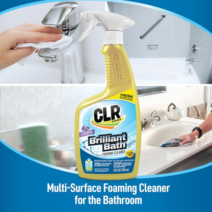 CLR Brilliant Bath Foaming Bathroom Cleaner Spray - For Use On Toilet, Bath, Shower, Sink, Glass, Stainless Steel - Fresh Scent, 26 Fl Ounce Bottle (Pack of 4)