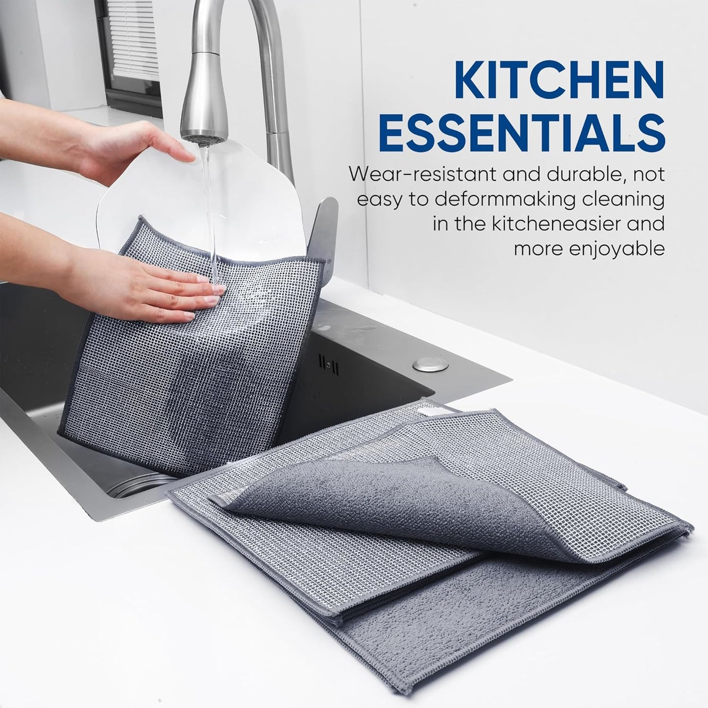 Forggon12 Pcs New Upgrade 3-Layer Metal Dish Cloth, No Scratches and No Odor, Multipurpose Wire Dishwashing Rag for Wet and Dry, Kitchen Cleaning DishRags,Sinks,Dishes,Stove Top, Dimensions(7.08X8.86)