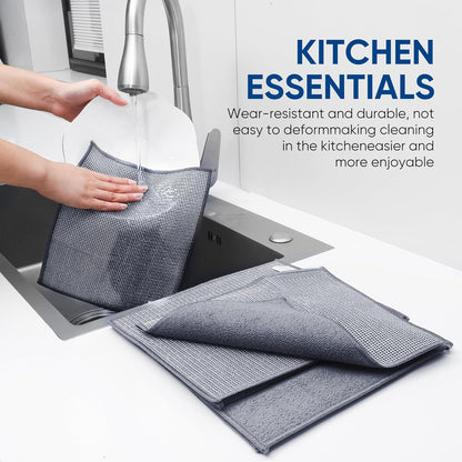 Forggon12 Pcs New Upgrade 3-Layer Metal Dish Cloth, No Scratches and No Odor, Multipurpose Wire Dishwashing Rag for Wet and Dry, Kitchen Cleaning DishRags,Sinks,Dishes,Stove Top, Dimensions(7.08X8.86)