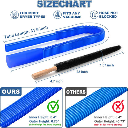 PetOde 2 Pieces Dryer Vent Cleaner Kit Compatible with Most Vacuum Cleaner, Dryer Lint Brush and Vacuum Hose Attachment with Universal Connector, Quickly Lint Remover