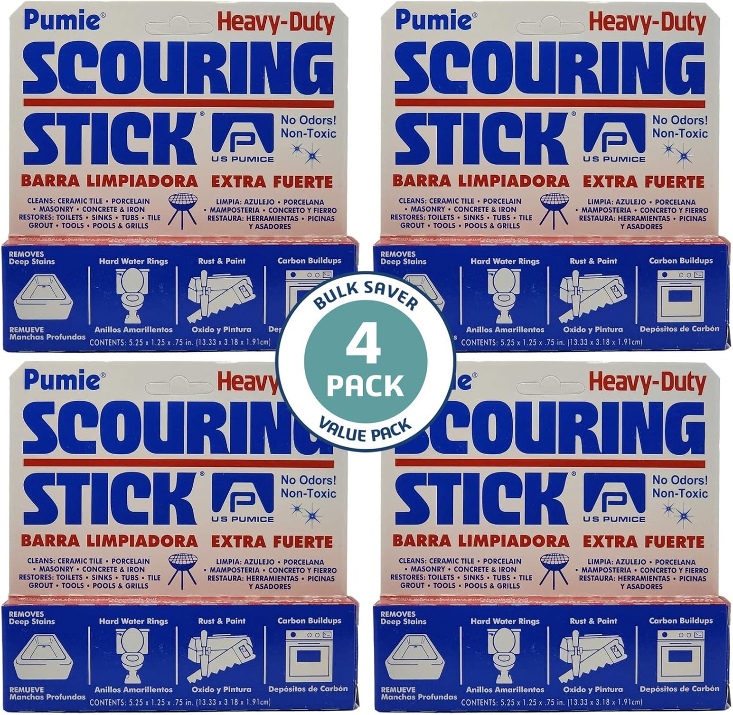 PUMIE Pumice Scouring Stick (1 Pack) - Extra Strong, Heavy Duty Pumice Cleaning Stone for Bathroom, Kitchen, Grill - Scouring Stick for Cleaning Pool, Rust, Stains & Hard Water Rings
