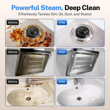 ODSD Steam Cleaner for Home & Car, 3-Level Adjustable Steamer for Cleaning, 15s Heat-Up & 1.6L Large Tank, Handheld Steam Cleaner for Car Detailing, Home, Tile, Grout, Furniture with 15pcs Accessories