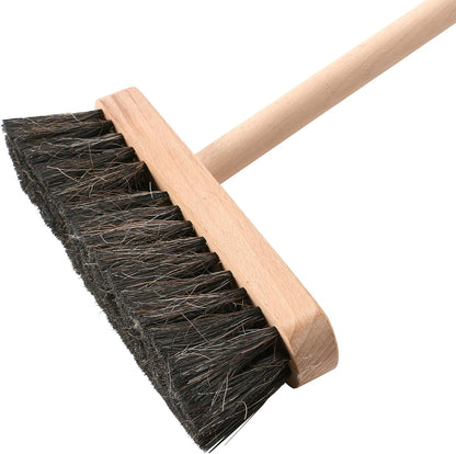 Creative Co-Op Beech Wood Broom & Standing Metal Dust Pan, Natural & Black