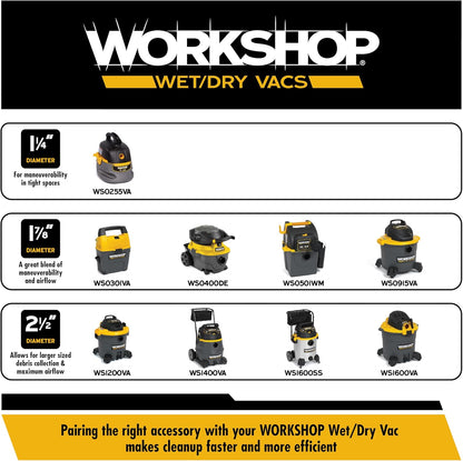 WORKSHOP Wet/Dry Vacs Shop Vacuum Accessories WS25001A Dusting Brush Attachment for Wet Dry Vacuum Cleaners, Fits 2-1/2-inch Extension Wands and Hoses