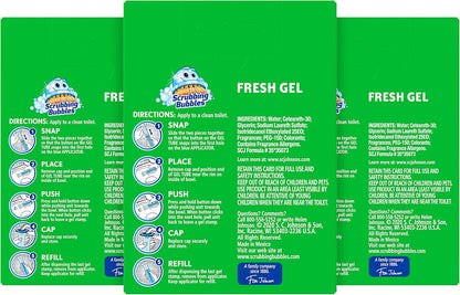Scrubbing Bubbles Fresh Gel Toilet Bowl Cleaning Stamps, Helps Keep Toilet Clean and Helps Prevent Limescale & Rings, Rainshower Scent, 1 Dispenser with 24 Fresh Gel Stamps