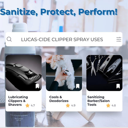 LUCAS-CIDE Clipper Cleaner Disinfectant and Lubricating Spray for Clippers and Blades - 16 Fl Oz
