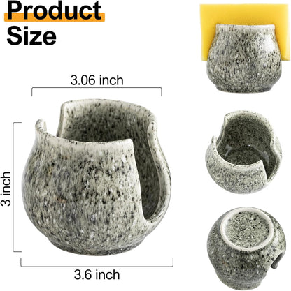 Zoeeker Sponge Holder for Kitchen Sink, Ceramic Dish Sponge Dish Rack Scrubby Caddy Kitchen Organizer Cute Sink Caddy Organizer, Farmhouse Decor, Speckled Glaze